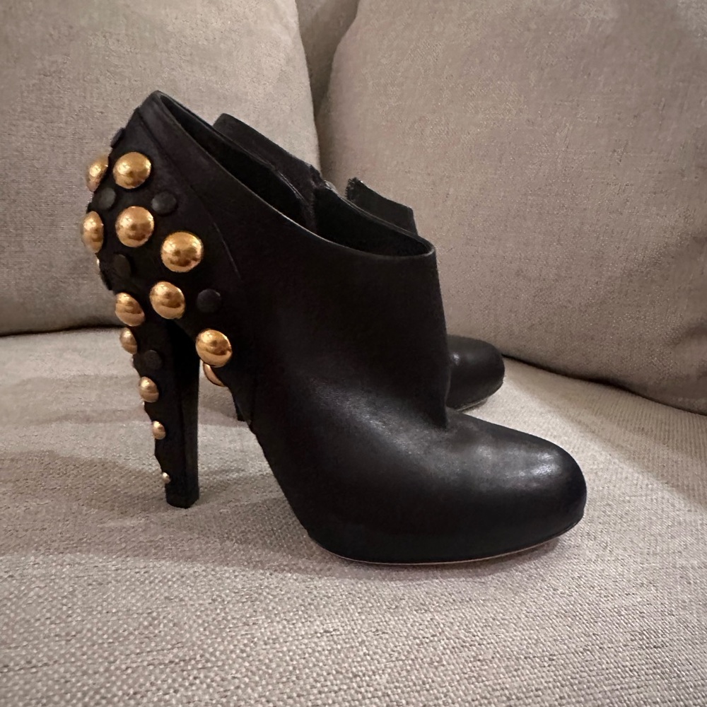 Gucci Black and Gold Studded Women's Ankle Boots